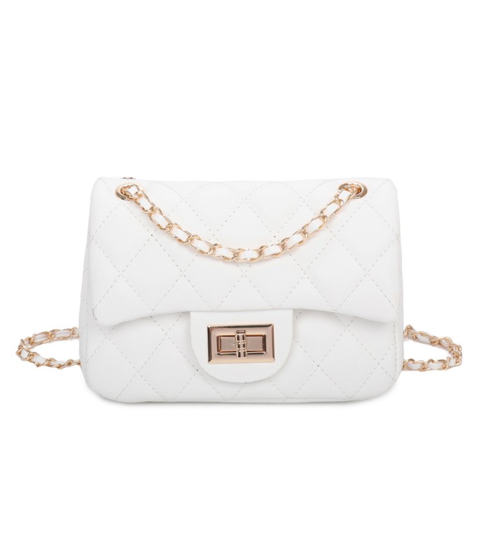 T11506 - Bolso bandolera con cadena dorada y cierre de pestillo