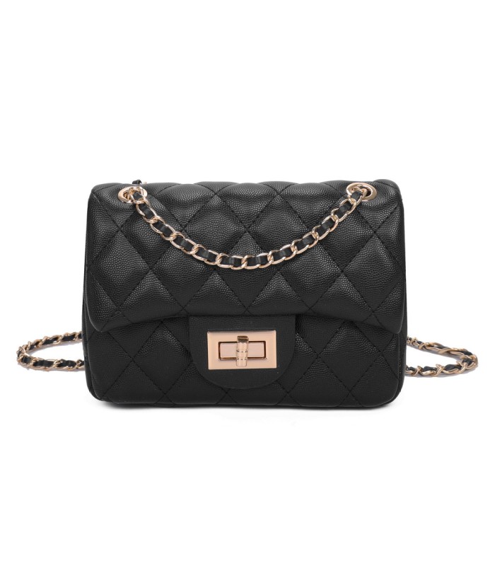 T11506 - Bolso bandolera con cadena dorada y cierre de pestillo