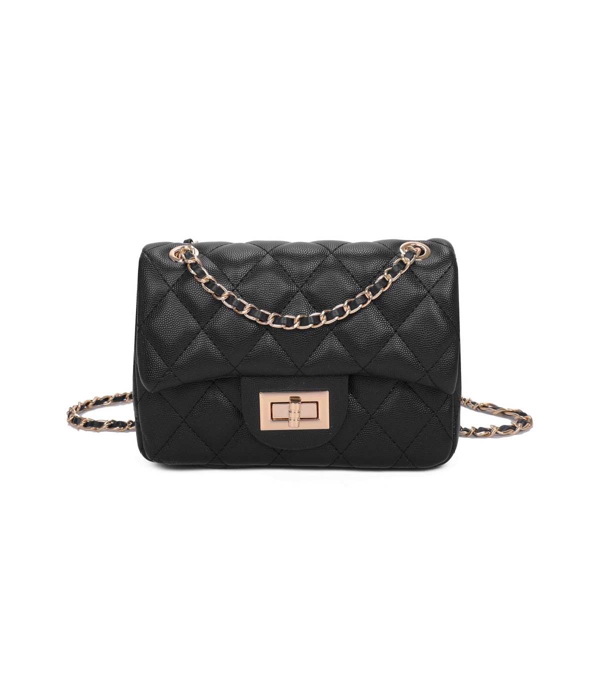 T11506 - Bolso bandolera con cadena dorada y cierre de pestillo