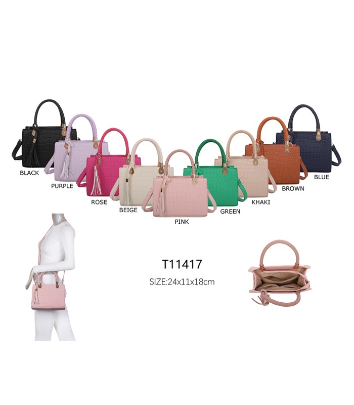 T11417 - Bolso bandolera para mujer con adorno de borla