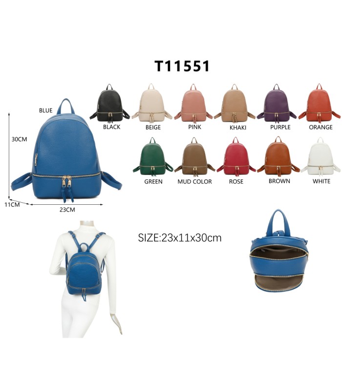 T11551 - Mochila con bolsillo frontal y cremallera