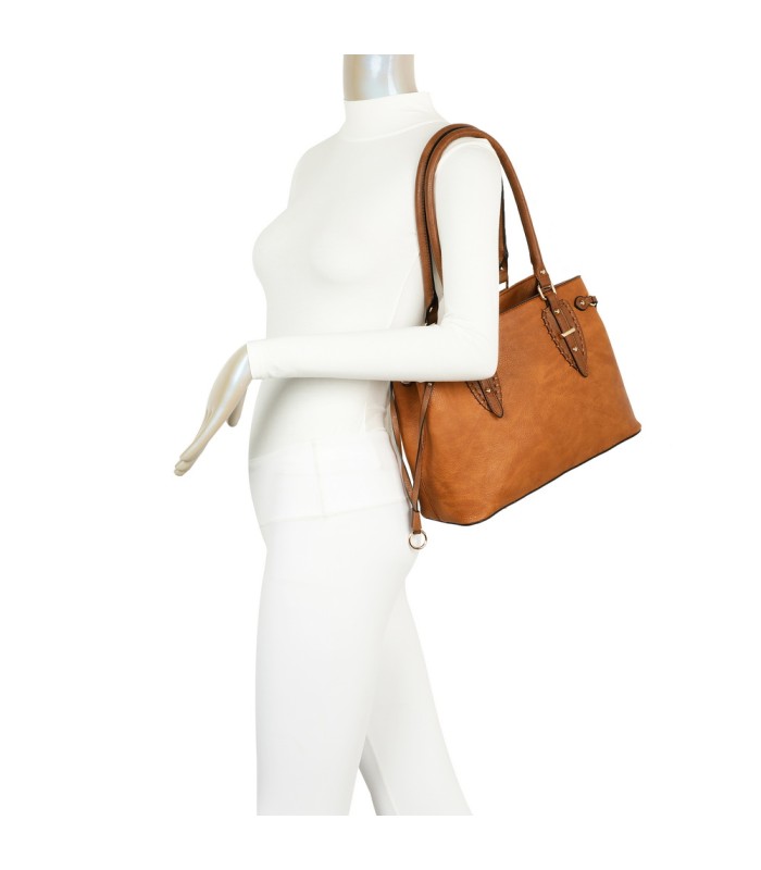 T11535 - Bolso de asa larga con bolsillo trasero con cremallera