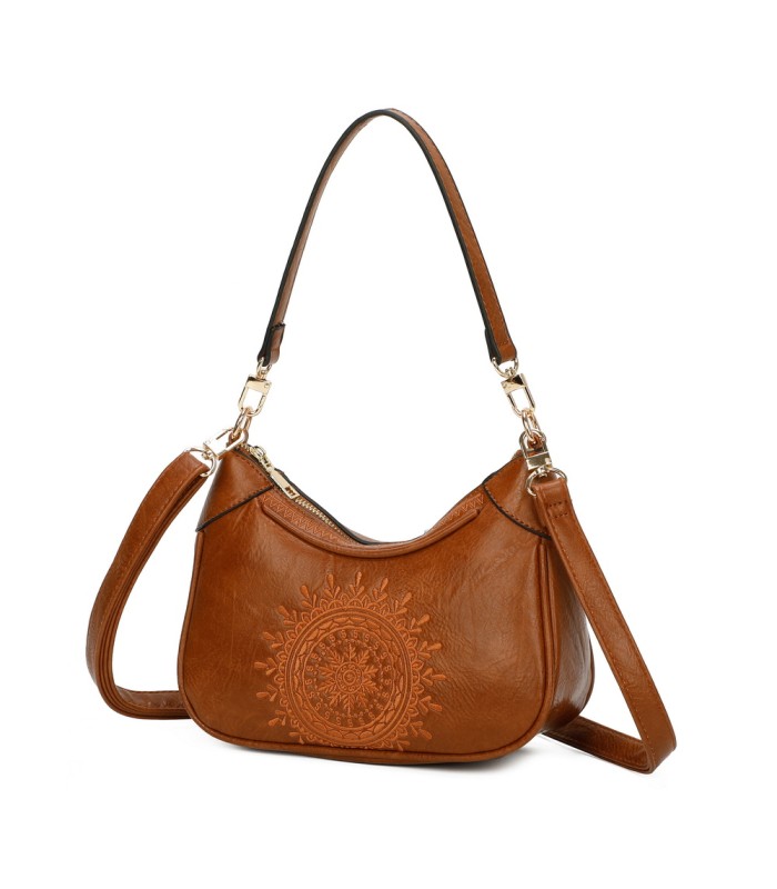 T11522 - Bolso bandolera estilo hobo con mandala bordado