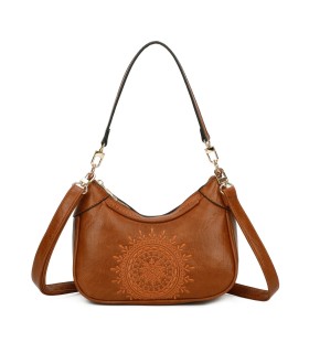T11522 - Bolso bandolera estilo hobo con mandala bordado