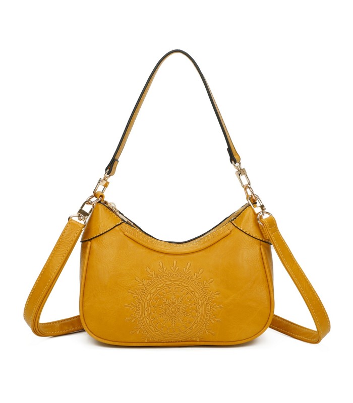 T11522 - Bolso bandolera estilo hobo con mandala bordado