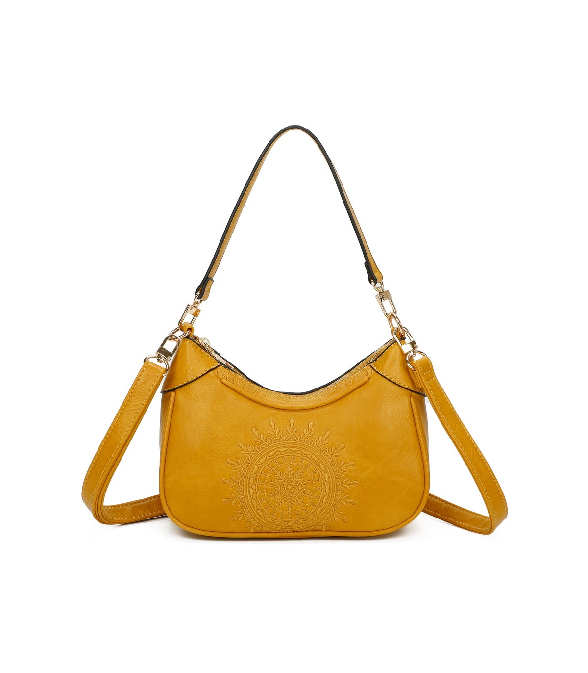 T11522 - Bolso bandolera estilo hobo con mandala bordado