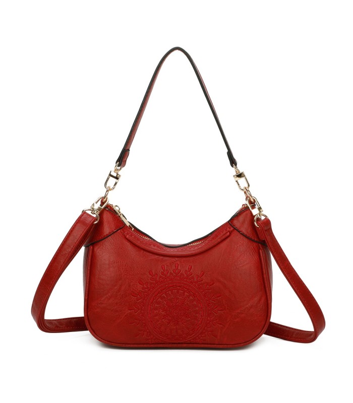 T11522 - Bolso bandolera estilo hobo con mandala bordado