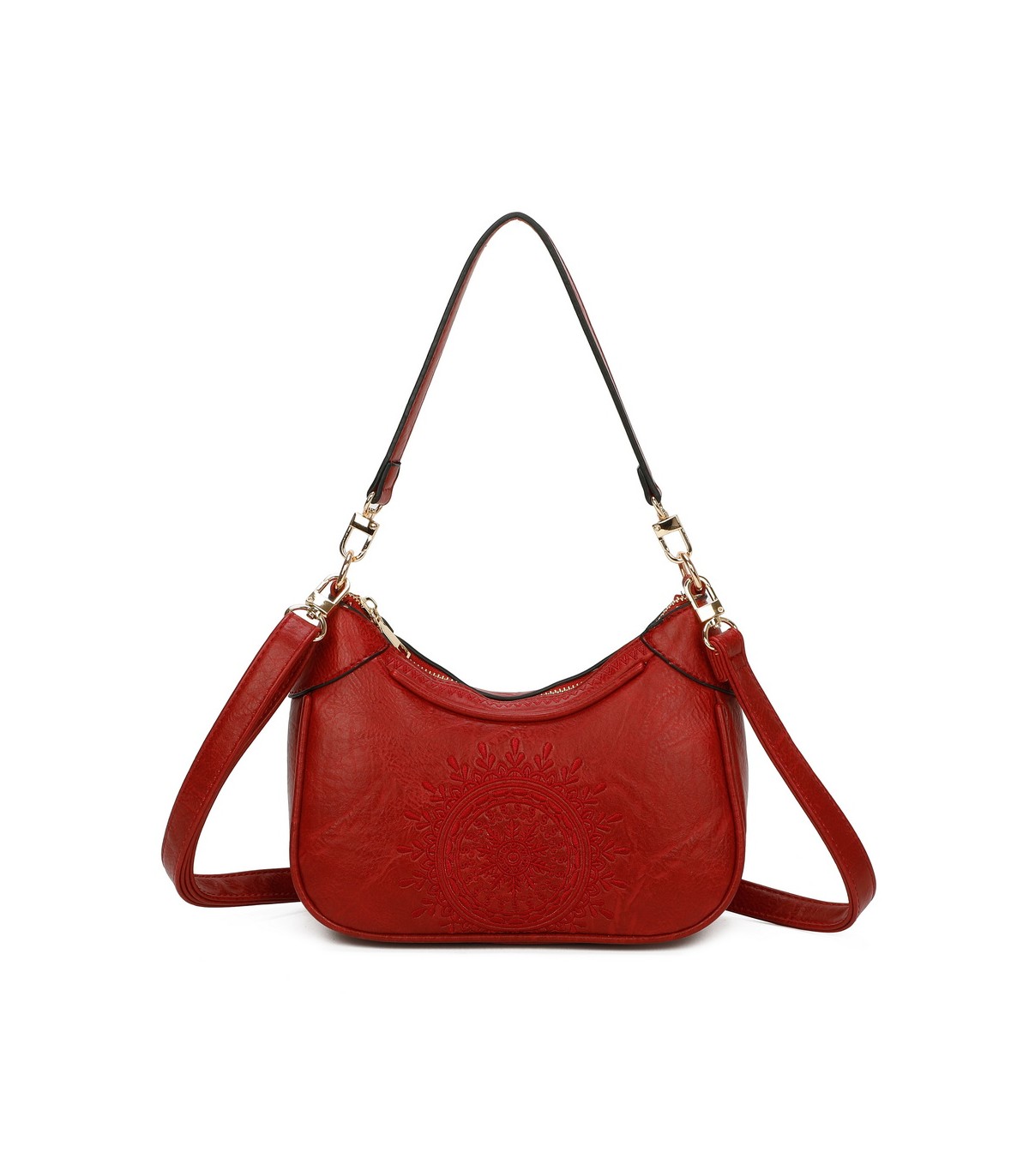 T11522 - Bolso bandolera estilo hobo con mandala bordado