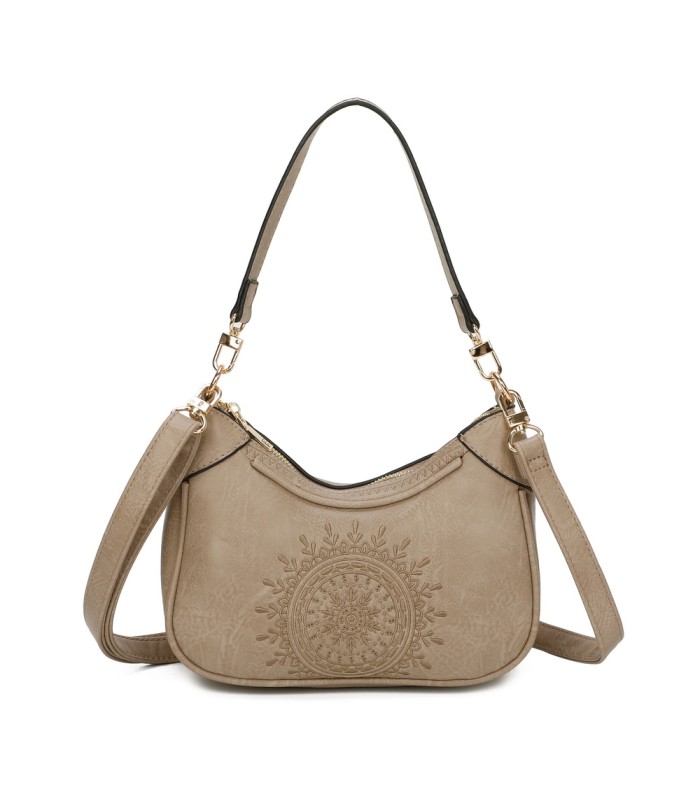T11522 - Bolso bandolera estilo hobo con mandala bordado