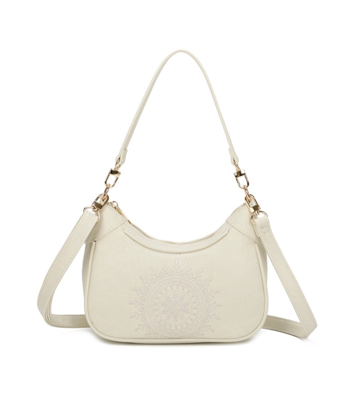 T11522 - Bolso bandolera estilo hobo con mandala bordado