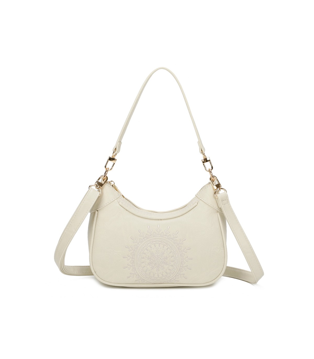 T11522 - Bolso bandolera estilo hobo con mandala bordado
