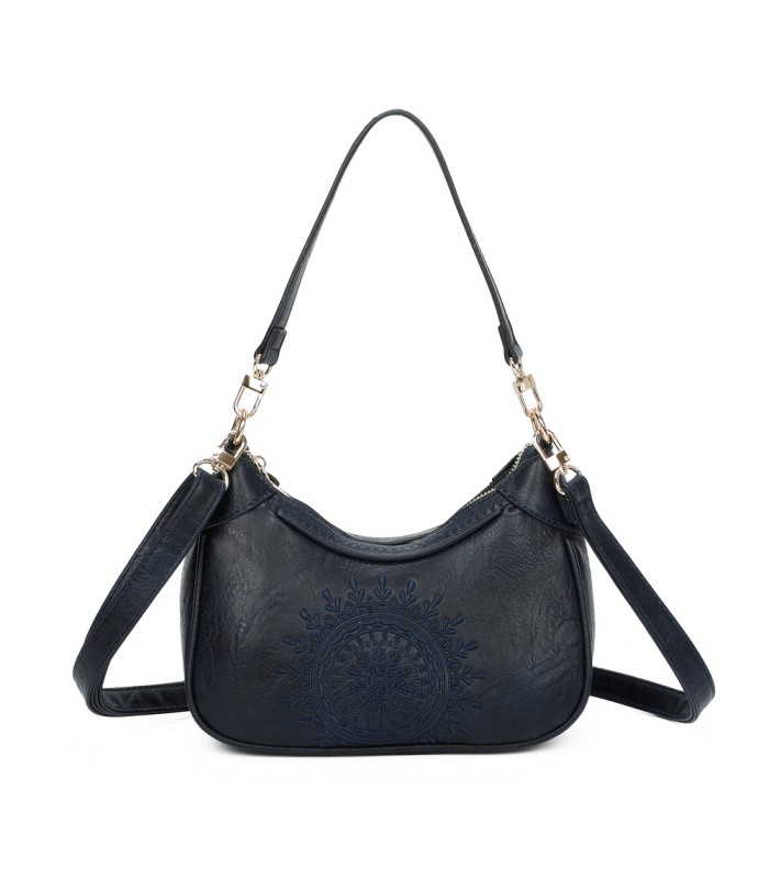 T11522 - Bolso bandolera estilo hobo con mandala bordado