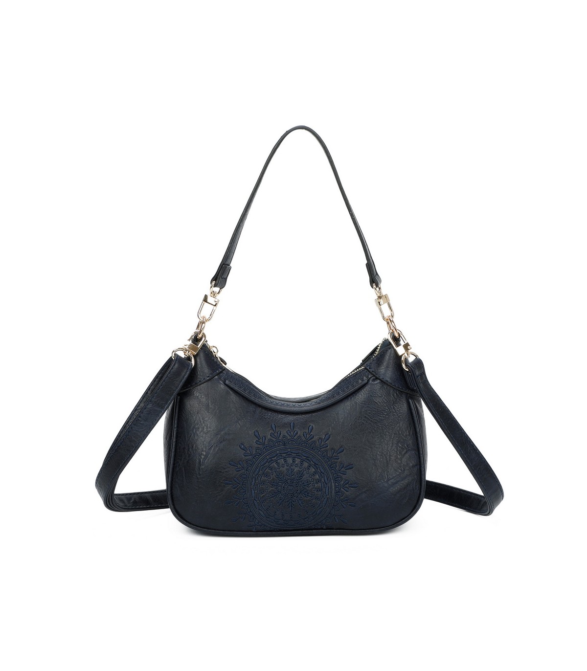T11522 - Bolso bandolera estilo hobo con mandala bordado
