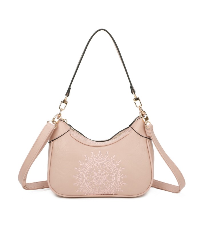 T11522 - Bolso bandolera estilo hobo con mandala bordado