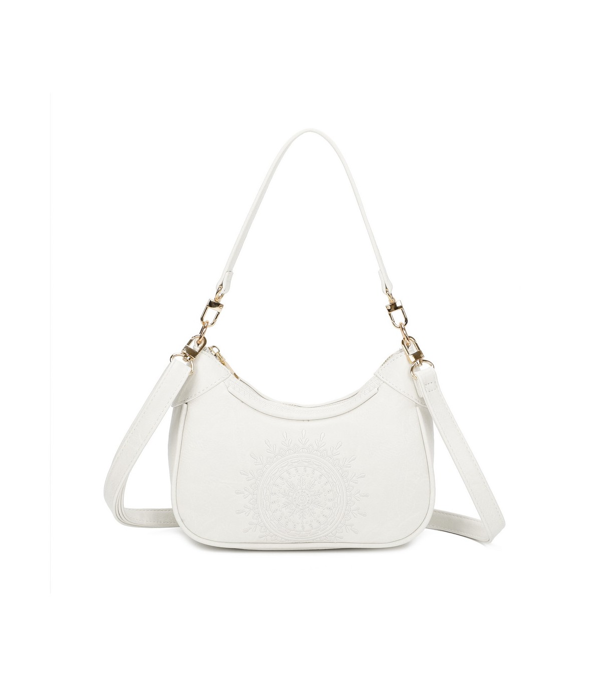 T11522 - Bolso bandolera estilo hobo con mandala bordado