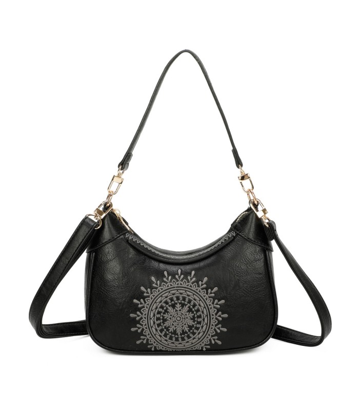 T11522 - Bolso bandolera estilo hobo con mandala bordado