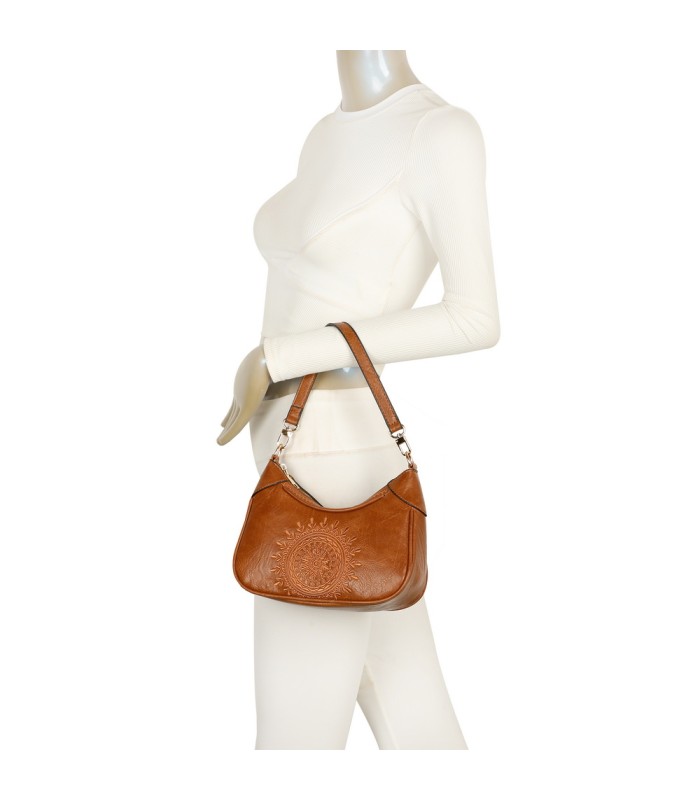 T11522 - Bolso bandolera estilo hobo con mandala bordado