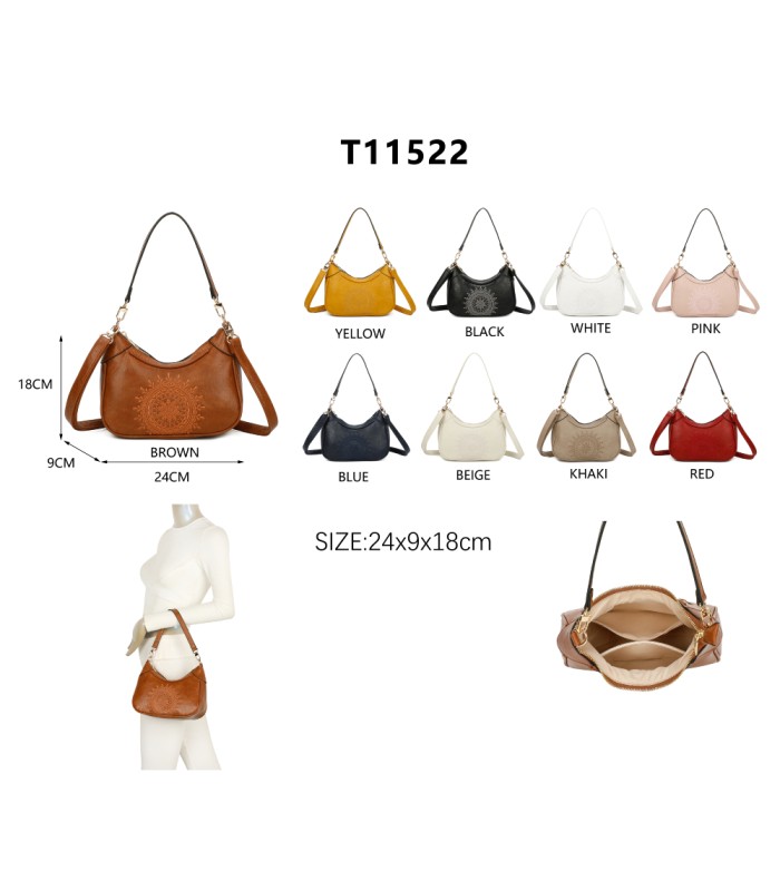T11522 - Bolso bandolera estilo hobo con mandala bordado