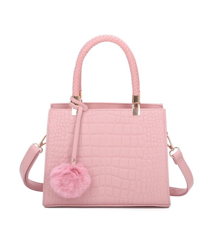 T11562 - Bolso bandolera con asas pequeñas y borla textura cuarteada