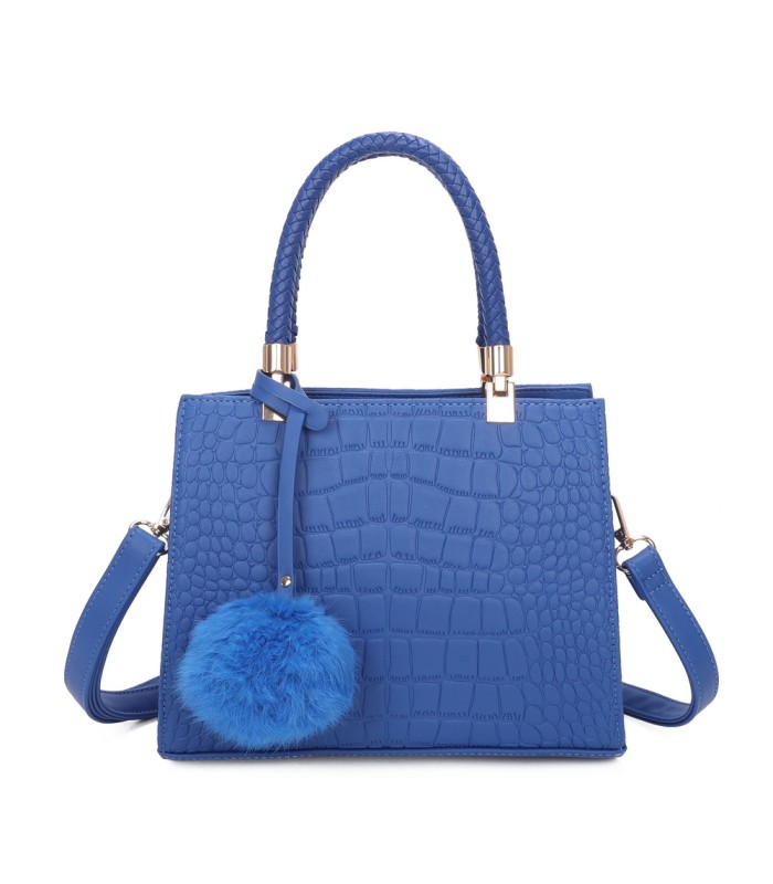 T11562 - Bolso bandolera con asas pequeñas y borla textura cuarteada