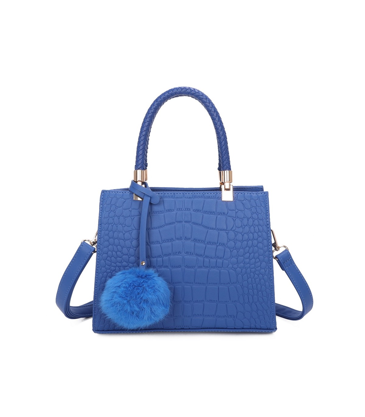 T11562 - Bolso bandolera con asas pequeñas y borla textura cuarteada