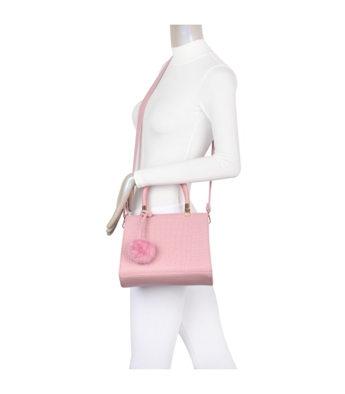 T11562 - Bolso bandolera con asas pequeñas y borla textura cuarteada