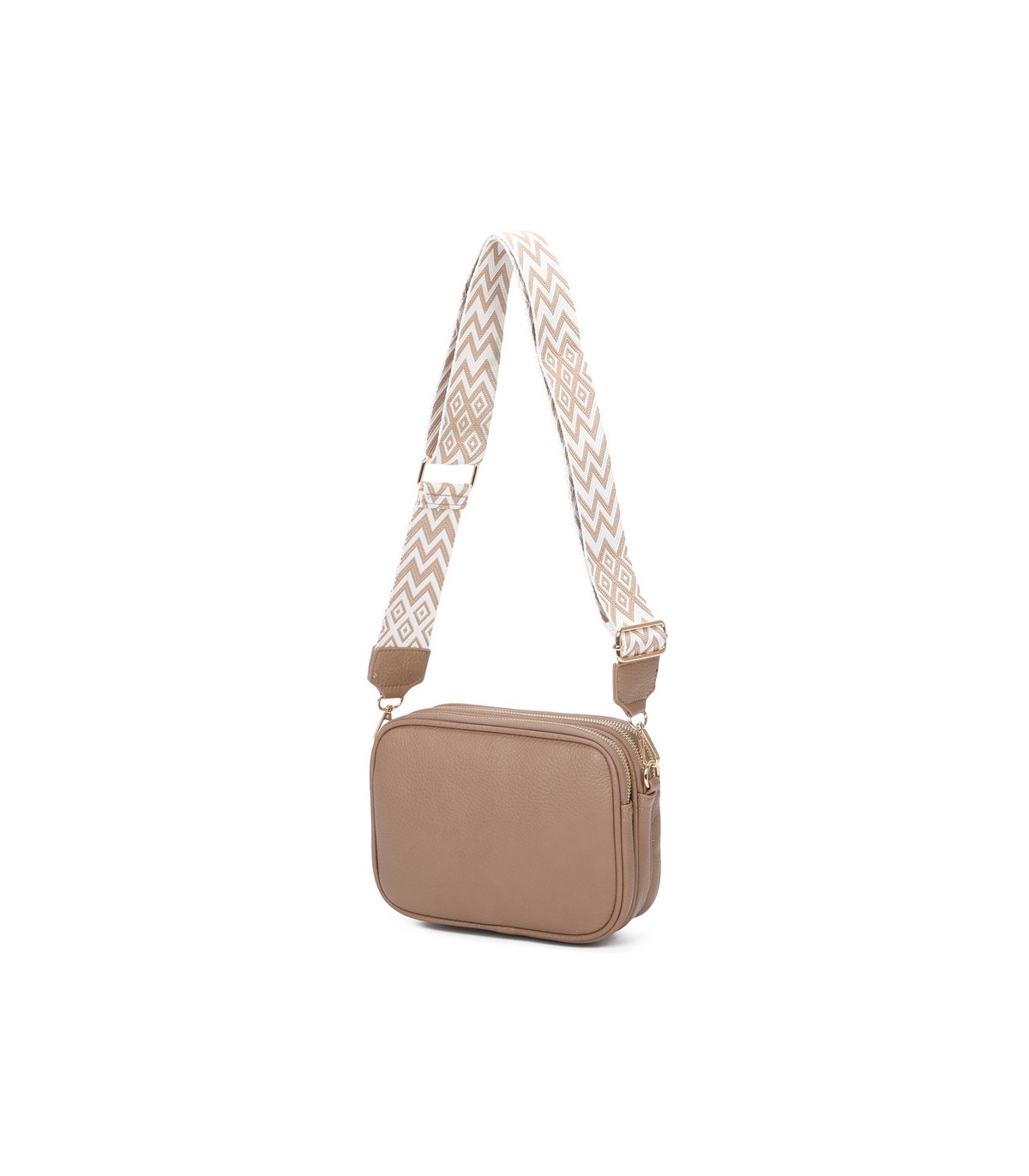 T11696 - Bolso con bandolera ancha de colores y doble compartimento interior