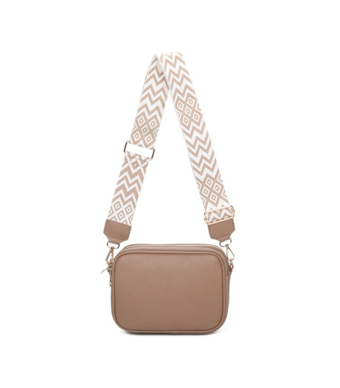 T11696 - Bolso con bandolera ancha de colores y doble compartimento interior