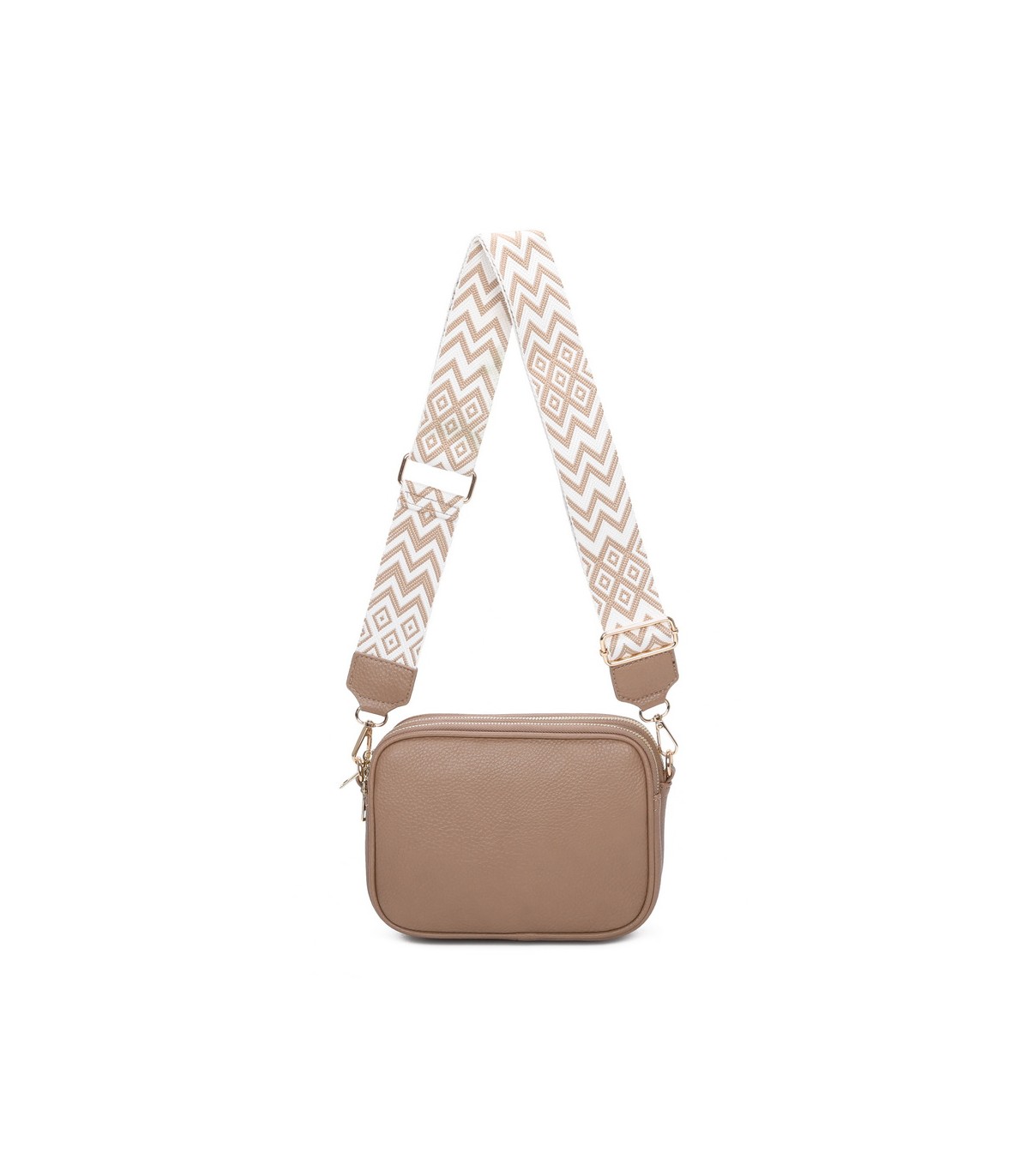 T11696 - Bolso con bandolera ancha de colores y doble compartimento interior