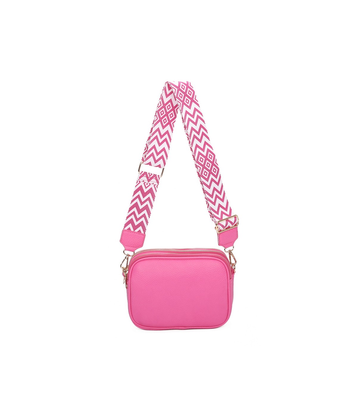 T11696 - Bolso con bandolera ancha de colores y doble compartimento interior