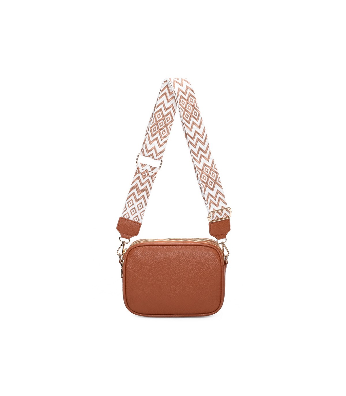 T11696 - Bolso con bandolera ancha de colores y doble compartimento interior