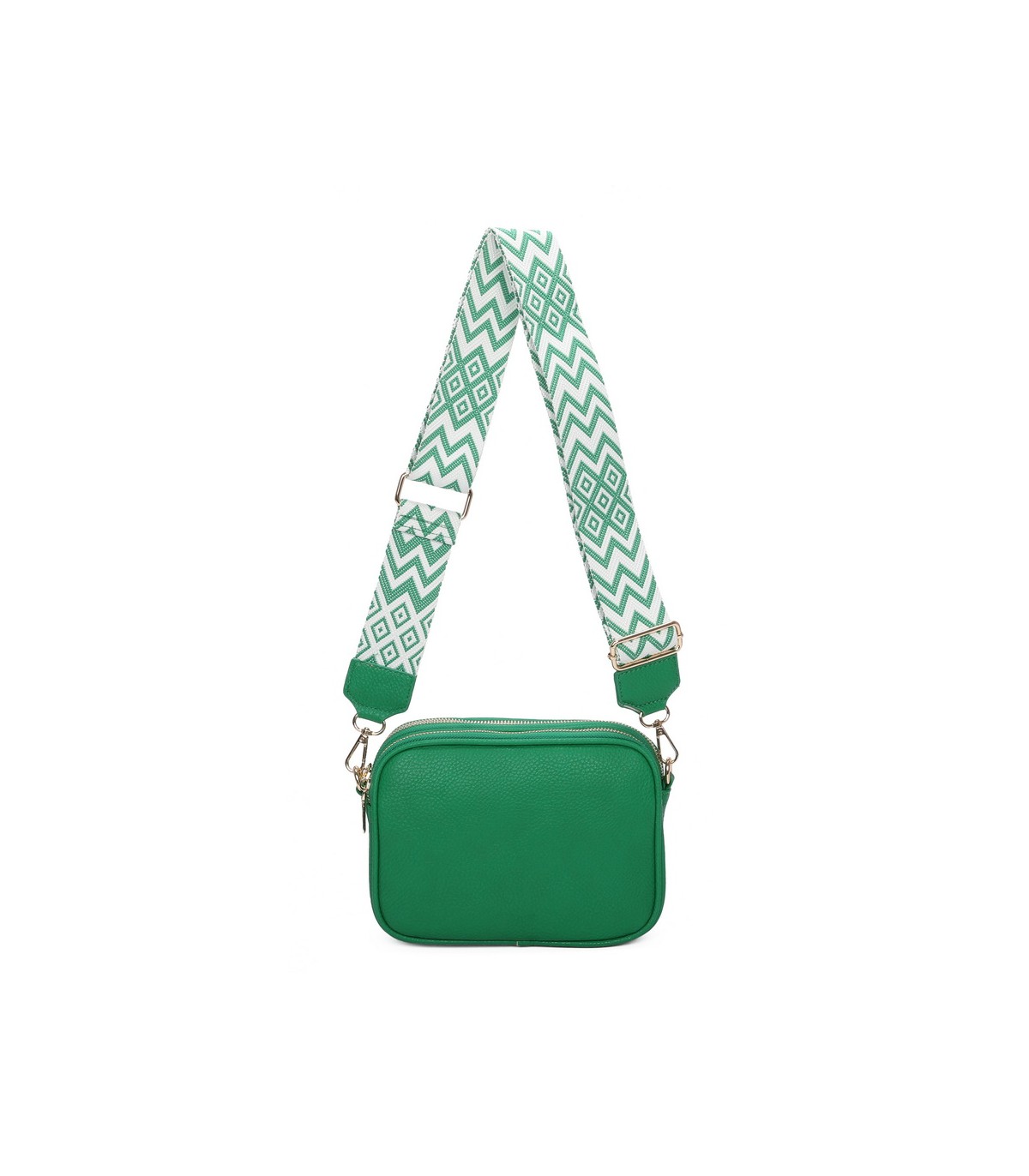 T11696 - Bolso con bandolera ancha de colores y doble compartimento interior