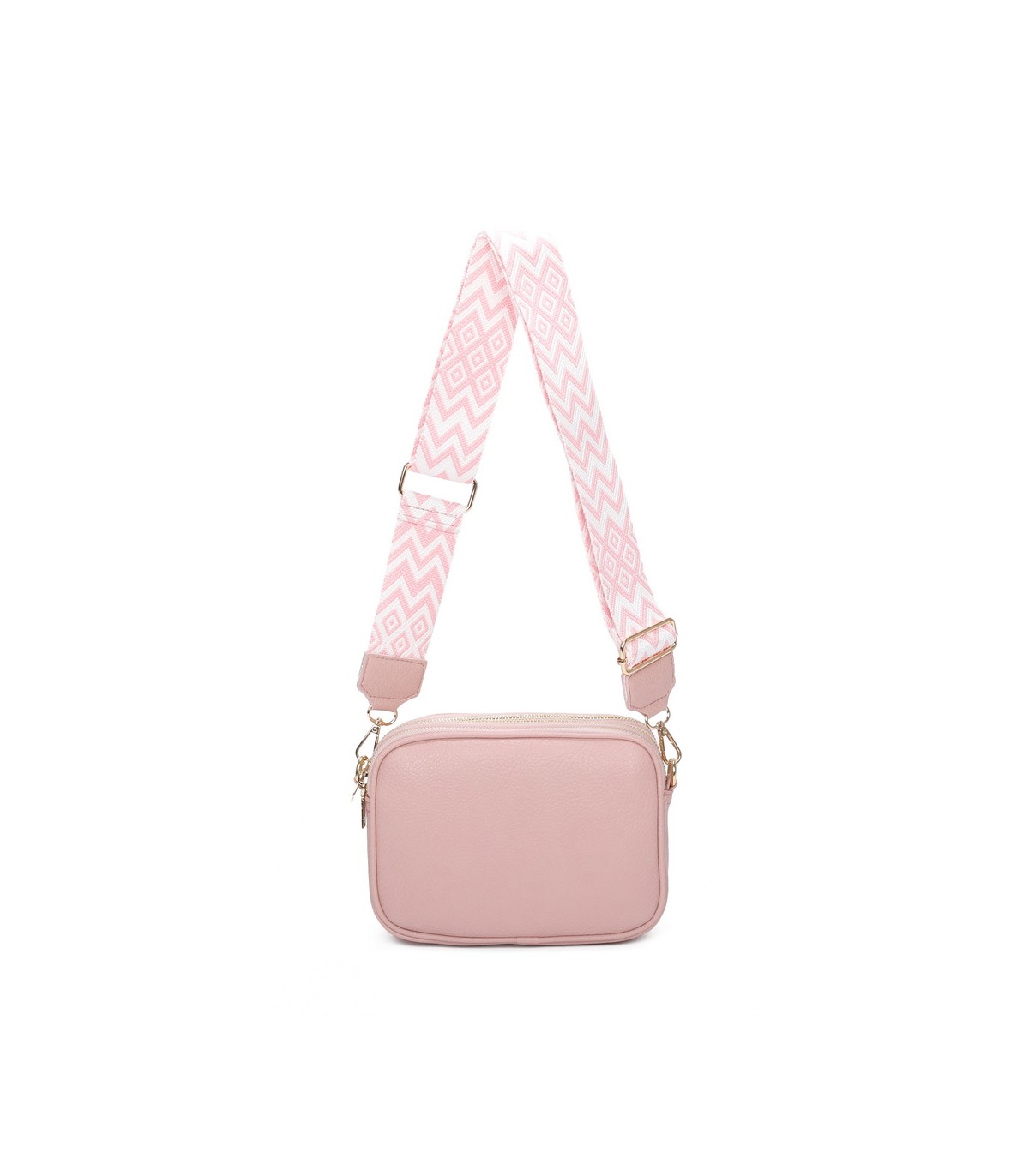 T11696 - Bolso con bandolera ancha de colores y doble compartimento interior