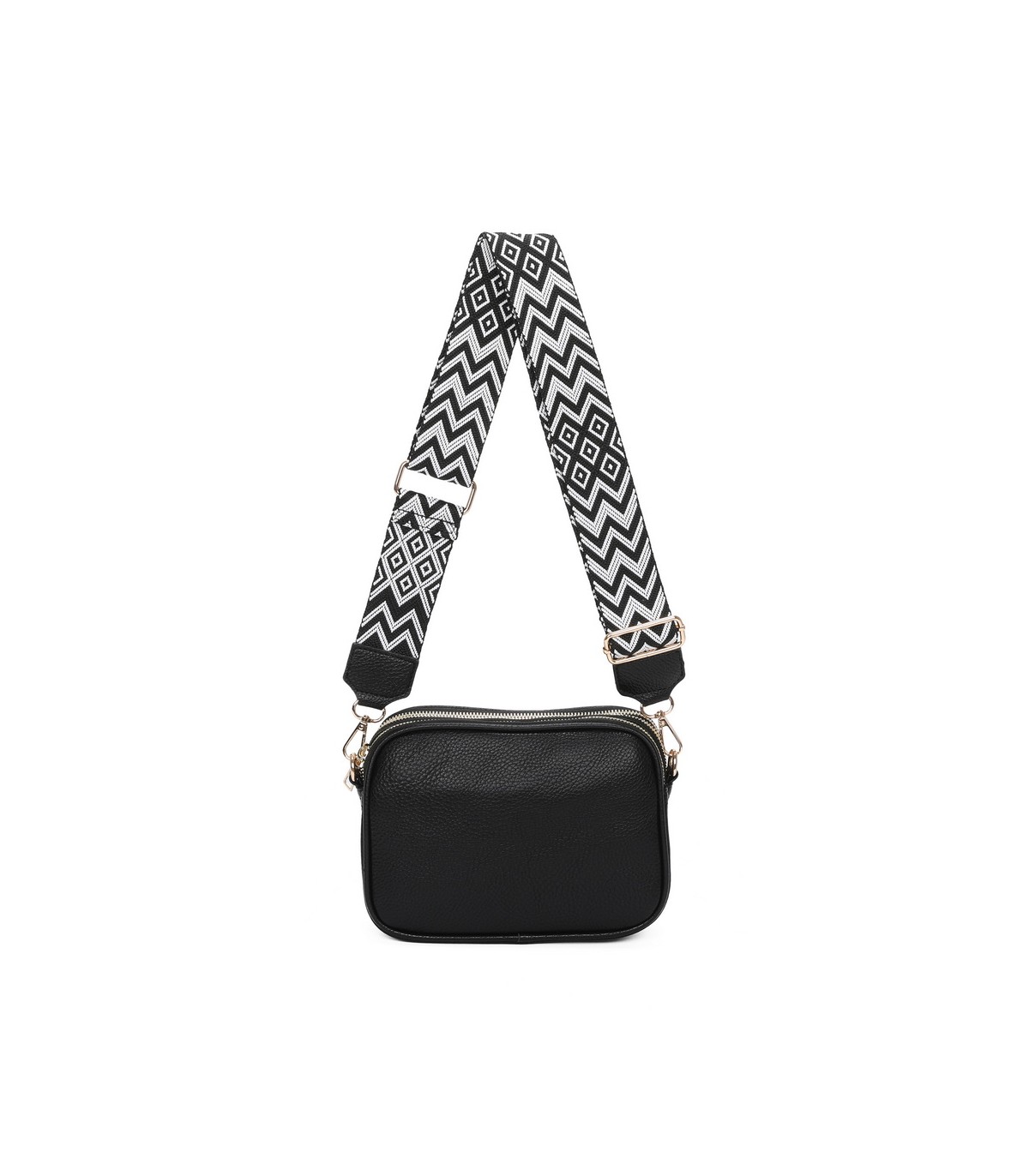 T11696 - Bolso con bandolera ancha de colores y doble compartimento interior