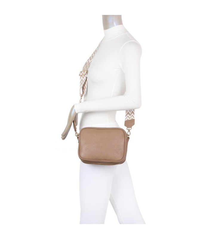 T11696 - Bolso con bandolera ancha de colores y doble compartimento interior