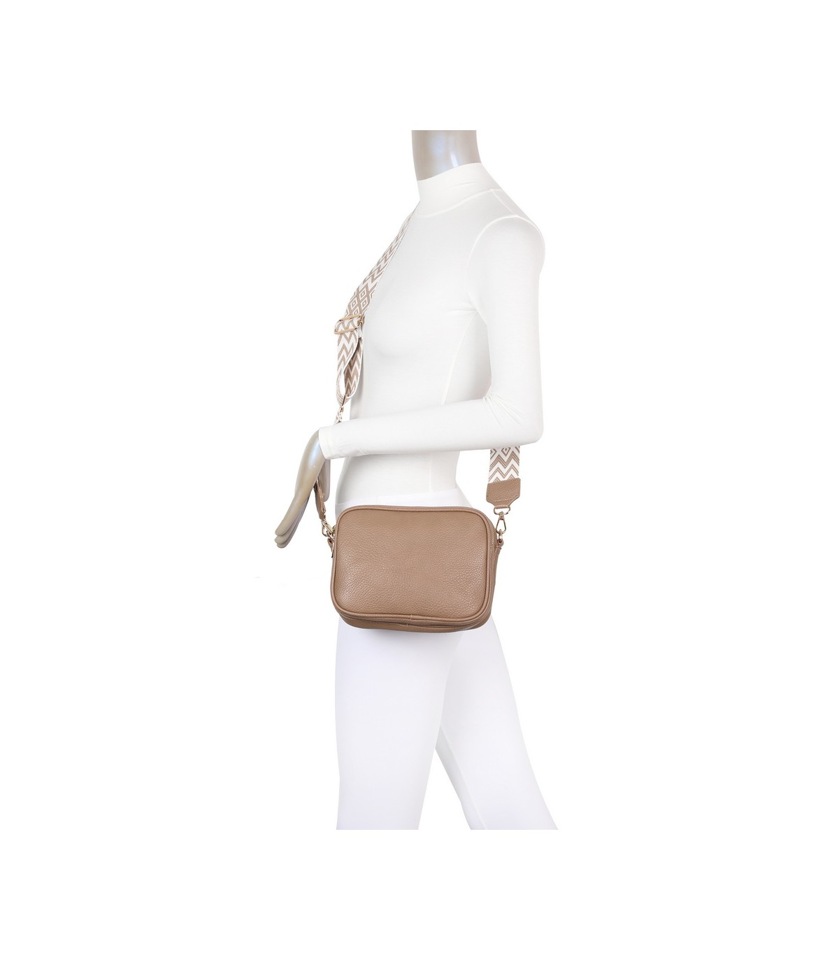T11696 - Bolso con bandolera ancha de colores y doble compartimento interior