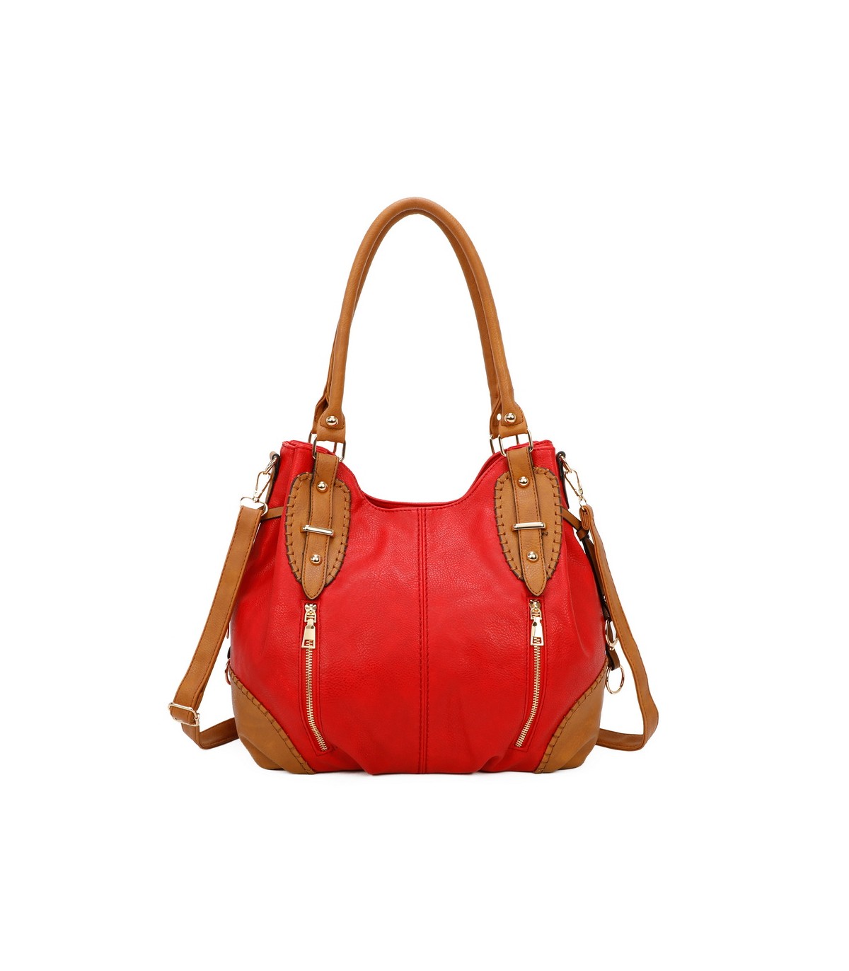 2863 - Bolso bandolera con asa para el hombro y cremalleras de adorno frontales
