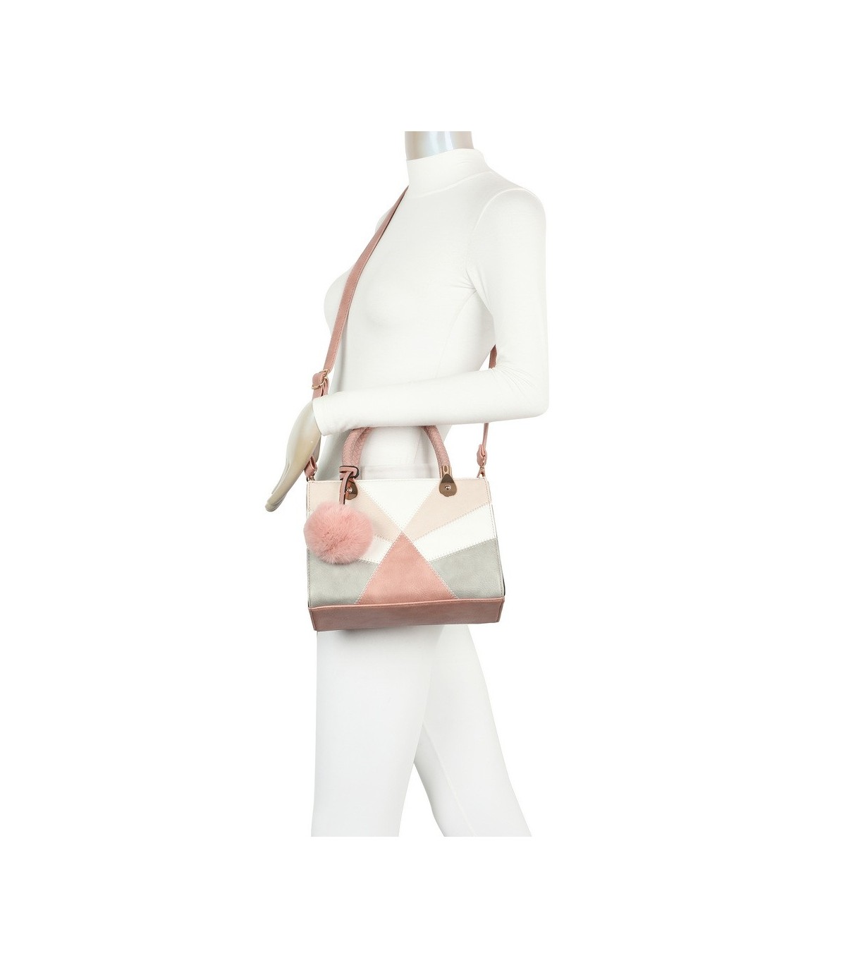 T11614 - Bolso bandolera con pompón a juego