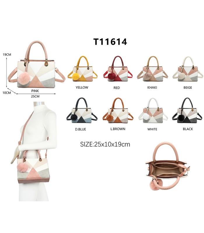 T11614 - Bolso bandolera con pompón a juego