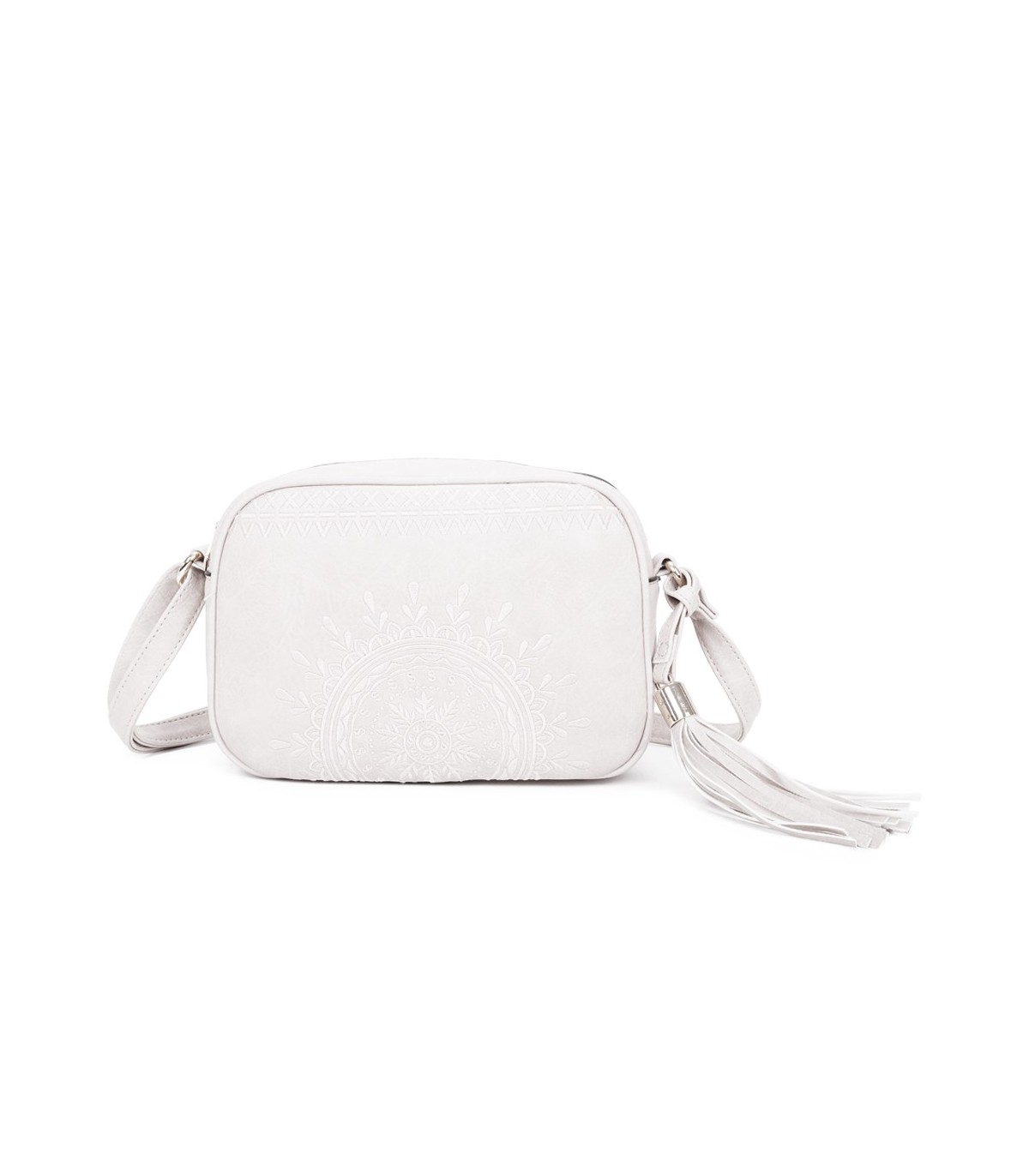 T11147 - Bolso de hombro con bandolera y bordado de sol mandala