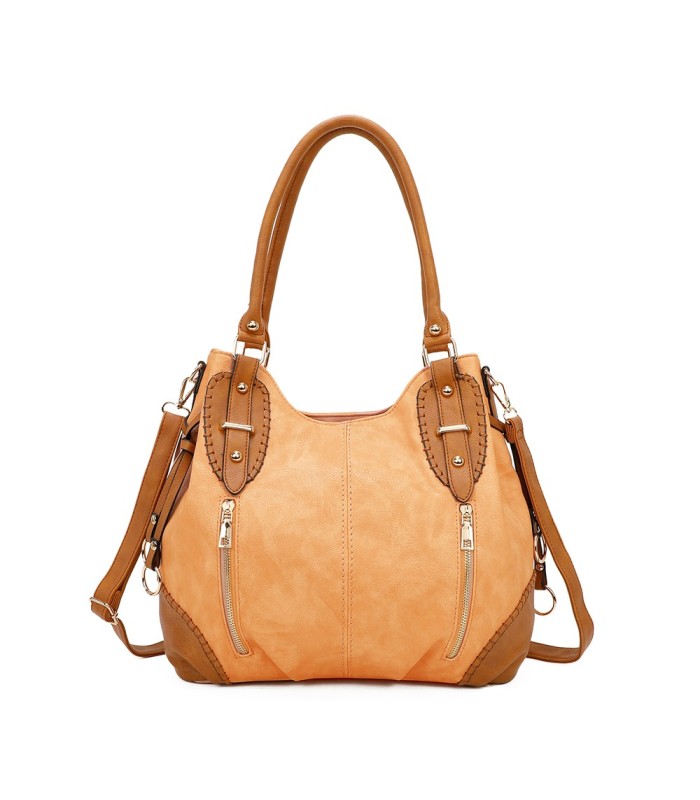 2863 - Bolso bandolera con asa para el hombro y cremalleras de adorno frontales