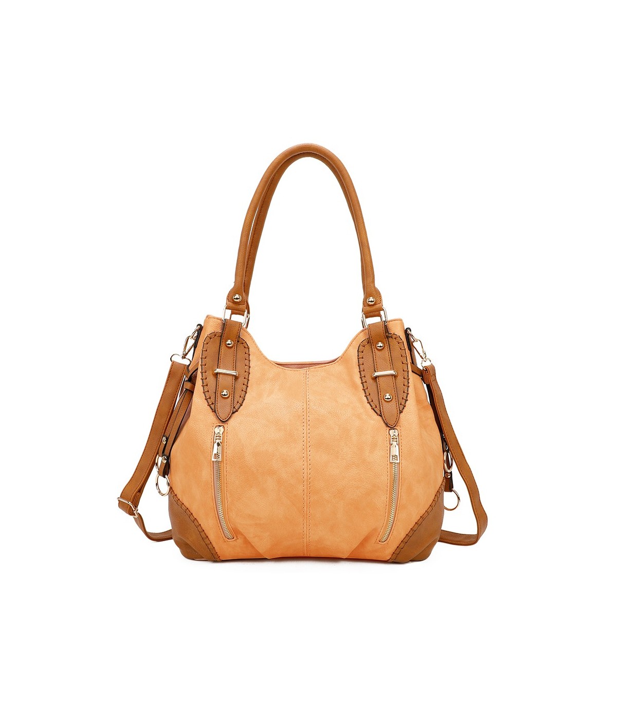 2863 - Bolso bandolera con asa para el hombro y cremalleras de adorno frontales