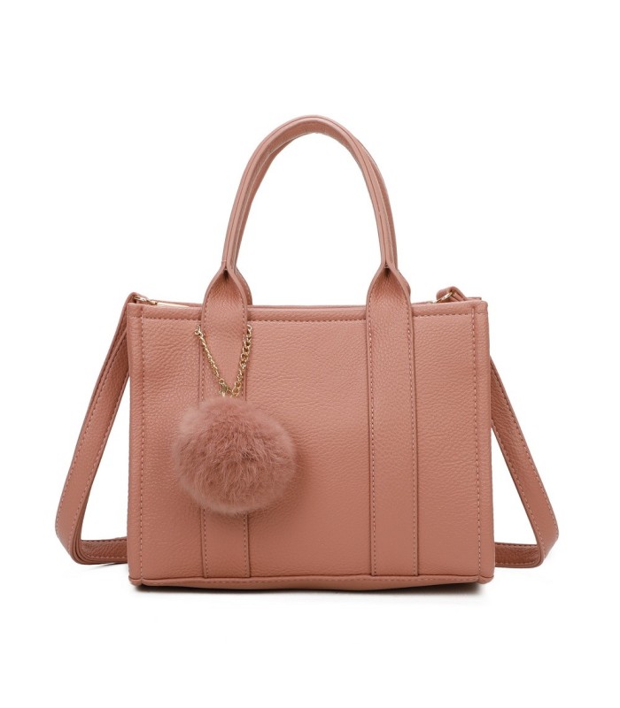 T11566 - Bolso Toten Bag mediano a juego con pompón decorativo