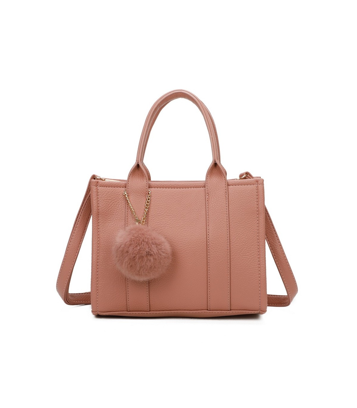 T11566 - Bolso Toten Bag mediano a juego con pompón decorativo