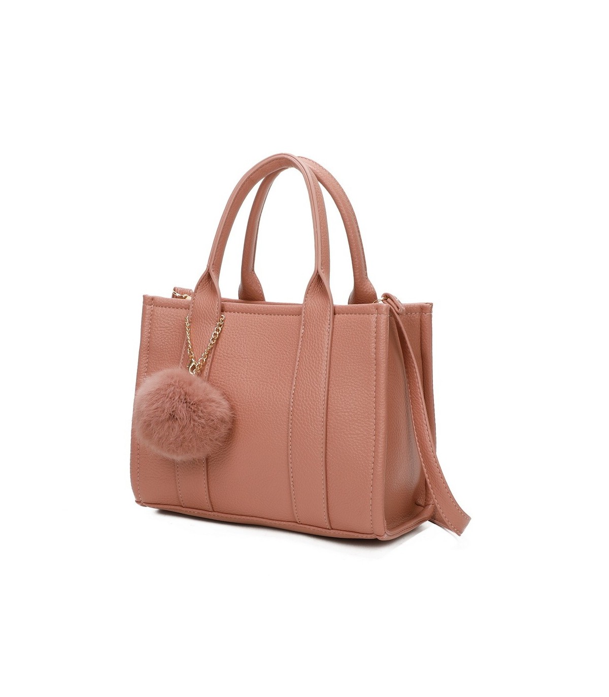 T11566 - Bolso Toten Bag mediano a juego con pompón decorativo