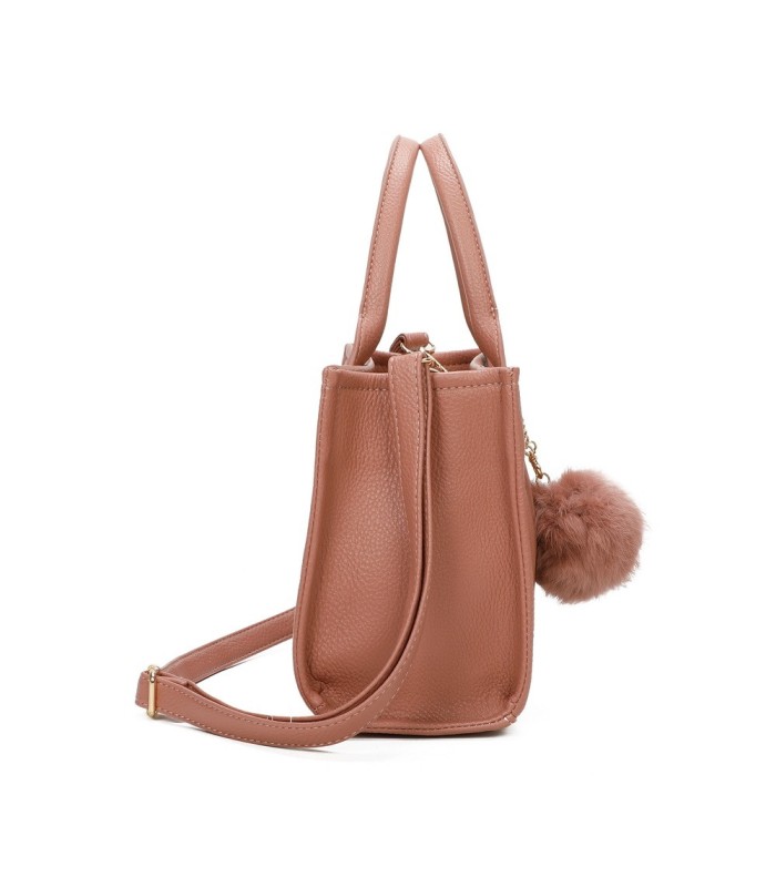 T11566 - Bolso Toten Bag mediano a juego con pompón decorativo