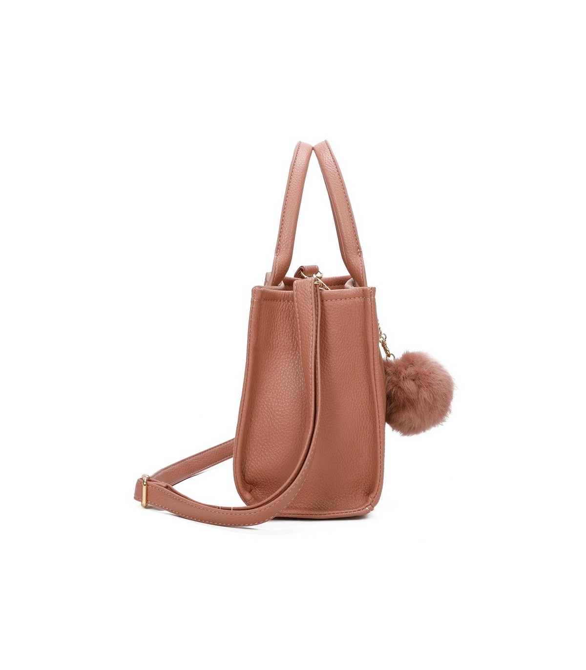 T11566 - Bolso Toten Bag mediano a juego con pompón decorativo