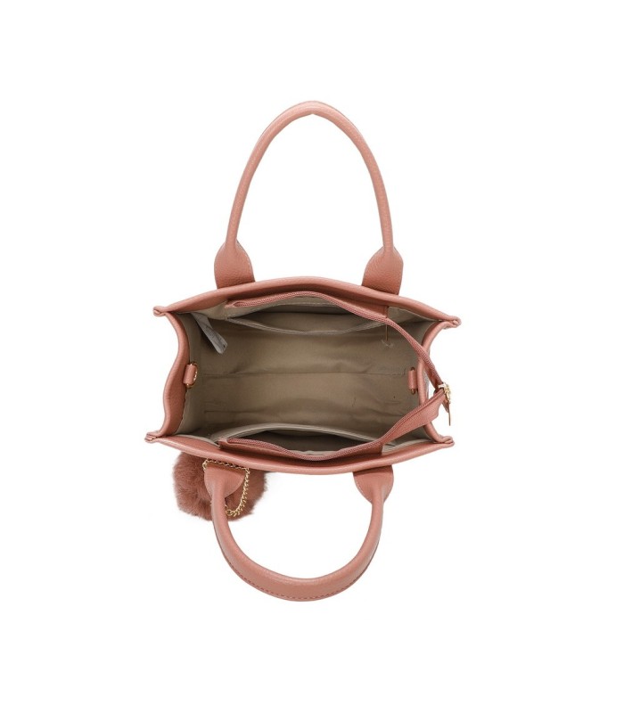 T11566 - Bolso Toten Bag mediano a juego con pompón decorativo