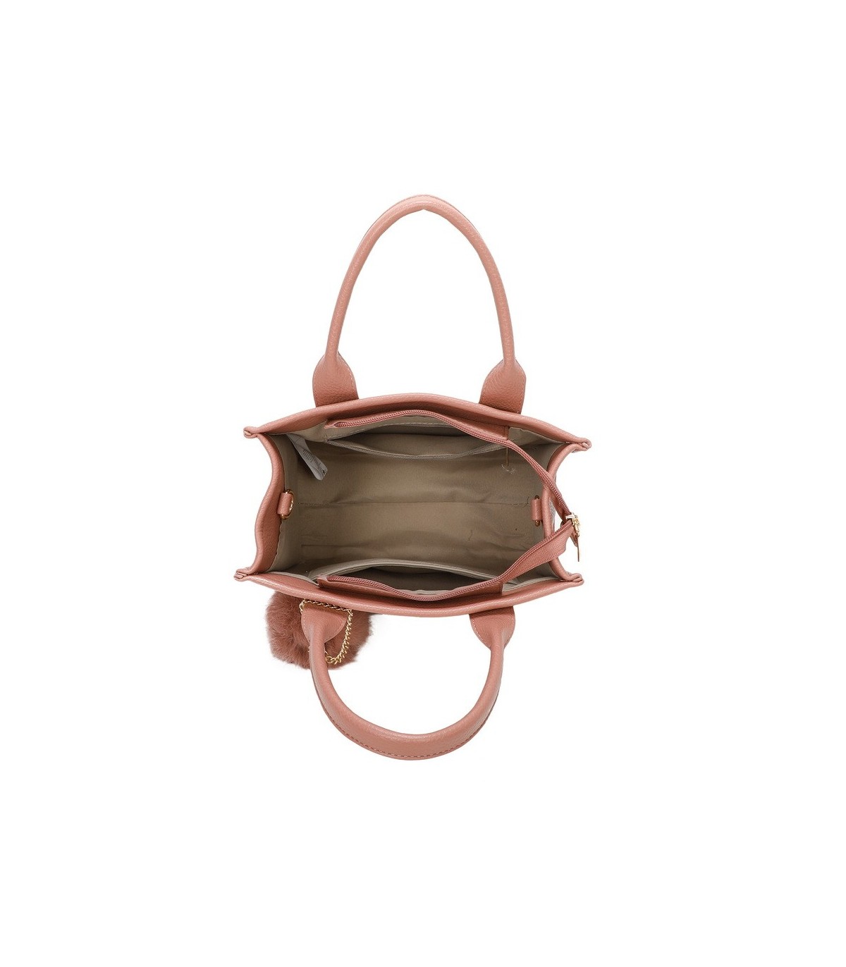 T11566 - Bolso Toten Bag mediano a juego con pompón decorativo
