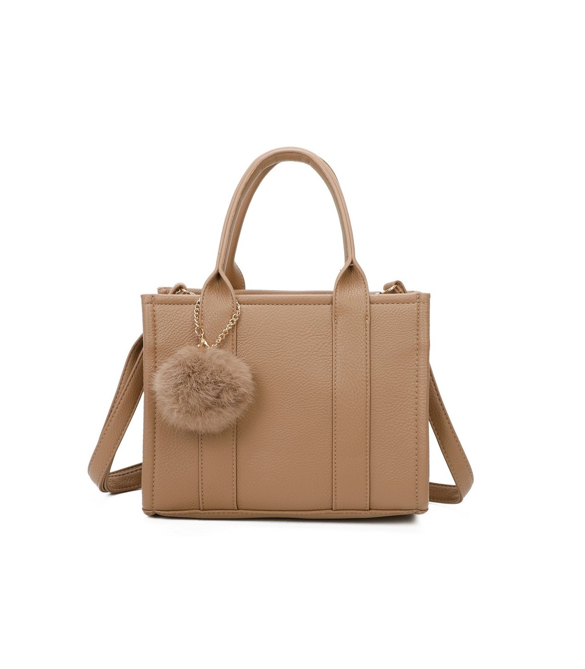 T11566 - Bolso Toten Bag mediano a juego con pompón decorativo